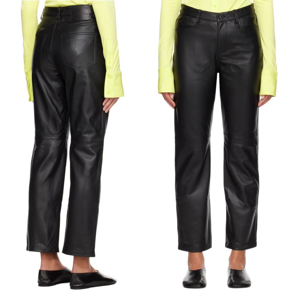 Proenza Schouler White Label Straight Leg Leather Pants Womens Sz 12 NWOT $1495